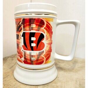 Vintage Cincinnati Bengals 28oz Ceramic Beer Stein Mug NFL The Encore Group 2002